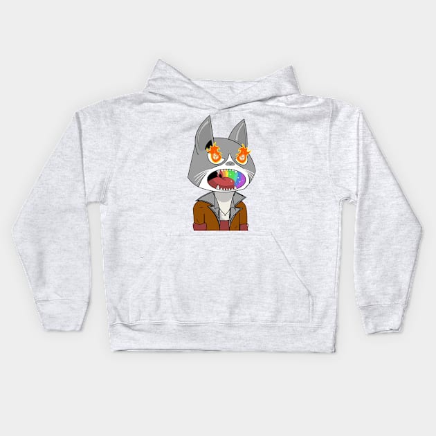 Stray Funny Cat Kids Hoodie by Crayoon